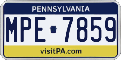 PA license plate MPE7859