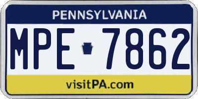 PA license plate MPE7862