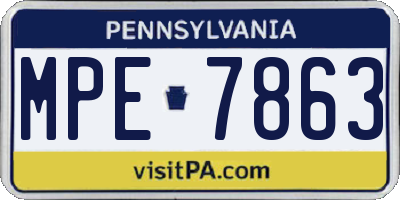 PA license plate MPE7863
