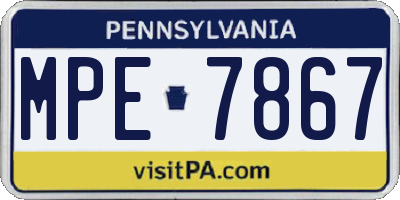 PA license plate MPE7867