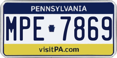 PA license plate MPE7869