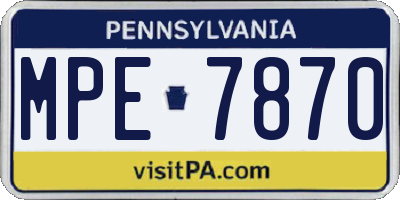PA license plate MPE7870