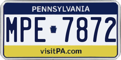 PA license plate MPE7872