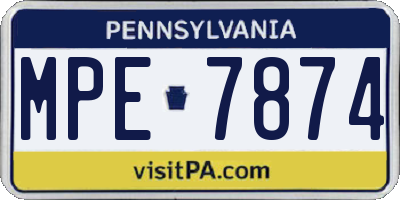 PA license plate MPE7874