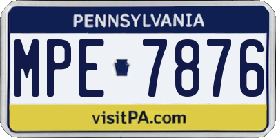 PA license plate MPE7876