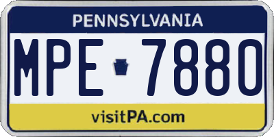 PA license plate MPE7880