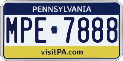 PA license plate MPE7888