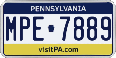 PA license plate MPE7889