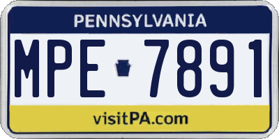 PA license plate MPE7891