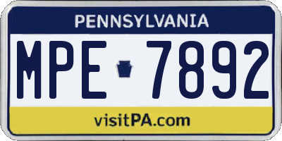 PA license plate MPE7892