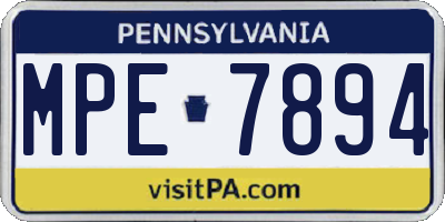 PA license plate MPE7894