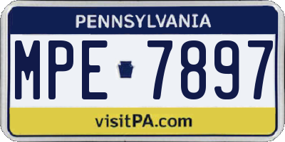 PA license plate MPE7897
