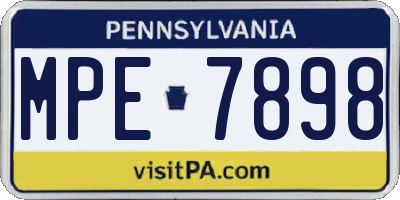 PA license plate MPE7898