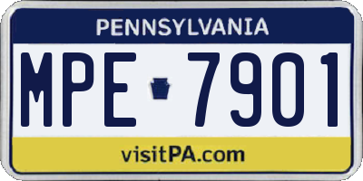 PA license plate MPE7901