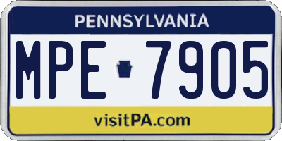 PA license plate MPE7905