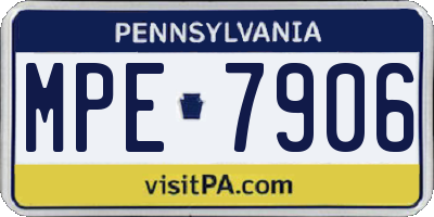 PA license plate MPE7906