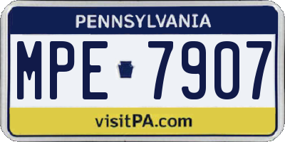 PA license plate MPE7907