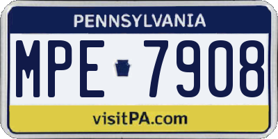 PA license plate MPE7908