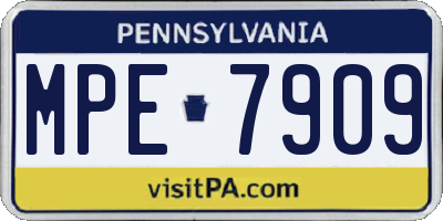 PA license plate MPE7909