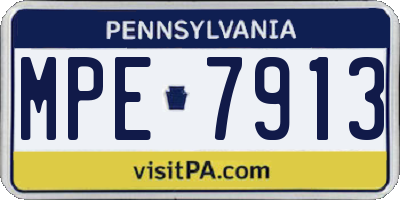 PA license plate MPE7913