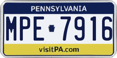 PA license plate MPE7916