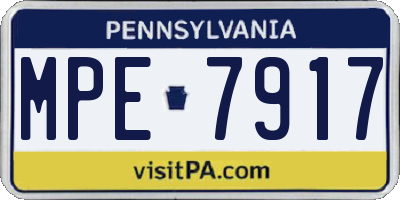 PA license plate MPE7917