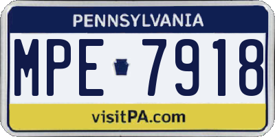 PA license plate MPE7918