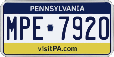 PA license plate MPE7920