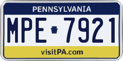 PA license plate MPE7921
