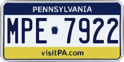 PA license plate MPE7922