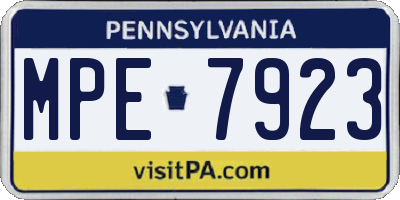 PA license plate MPE7923