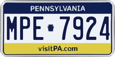 PA license plate MPE7924
