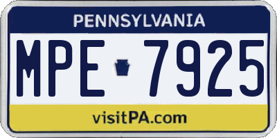 PA license plate MPE7925