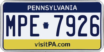 PA license plate MPE7926