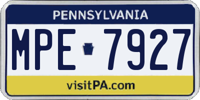 PA license plate MPE7927