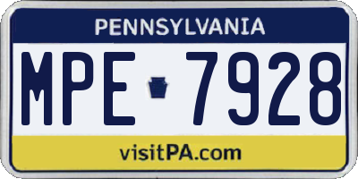 PA license plate MPE7928