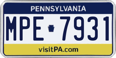 PA license plate MPE7931