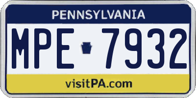 PA license plate MPE7932