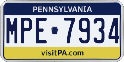 PA license plate MPE7934