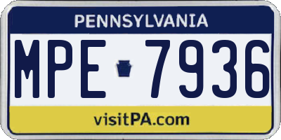 PA license plate MPE7936