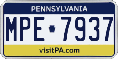 PA license plate MPE7937