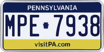 PA license plate MPE7938