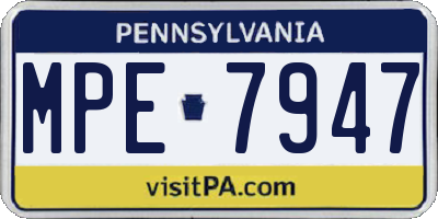 PA license plate MPE7947