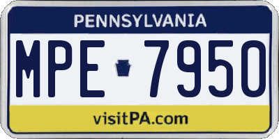 PA license plate MPE7950