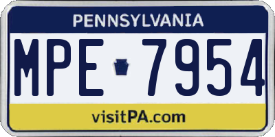 PA license plate MPE7954