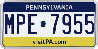 PA license plate MPE7955