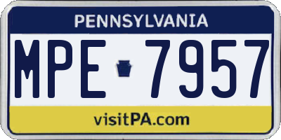 PA license plate MPE7957