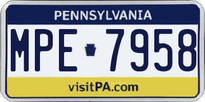 PA license plate MPE7958