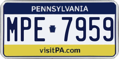 PA license plate MPE7959