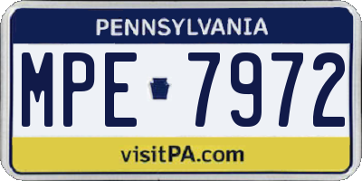 PA license plate MPE7972